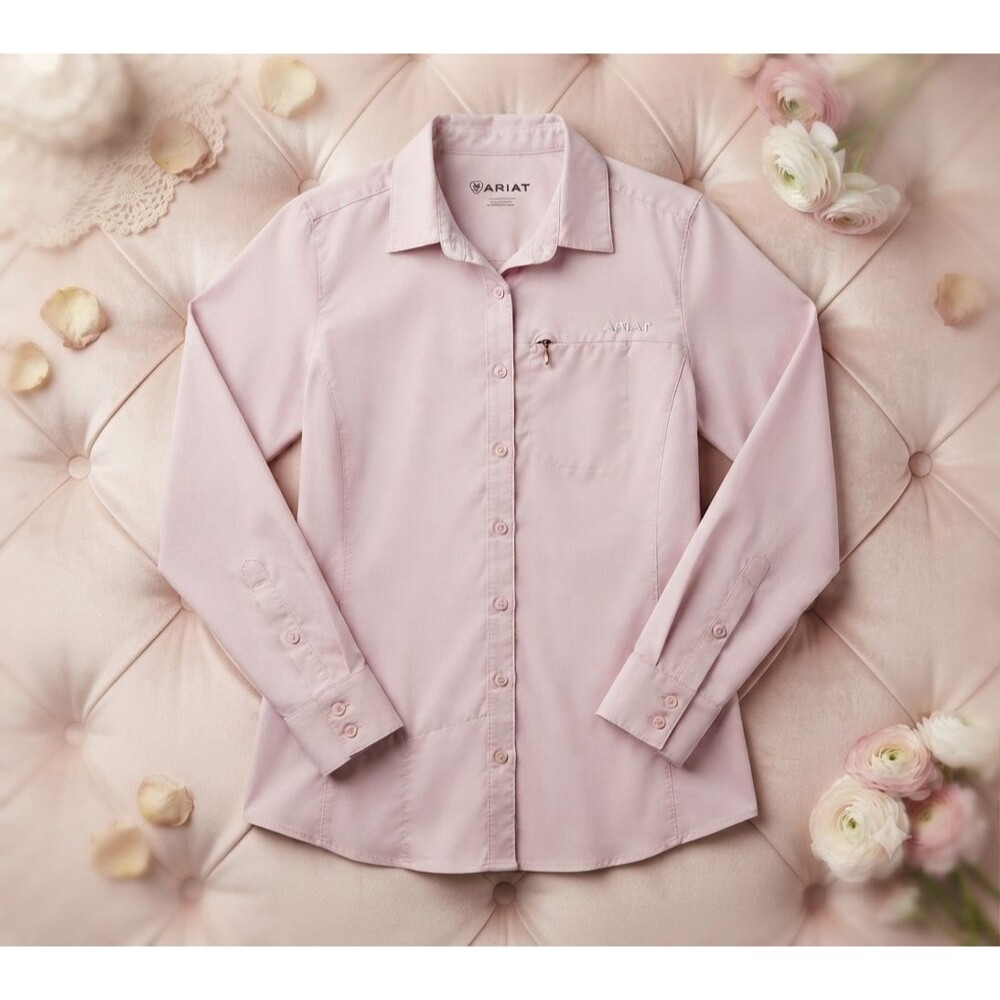 Ariat Women’s S VentTEK Pink Gulf Palms Long Sleeve Performance Riding Shirt
